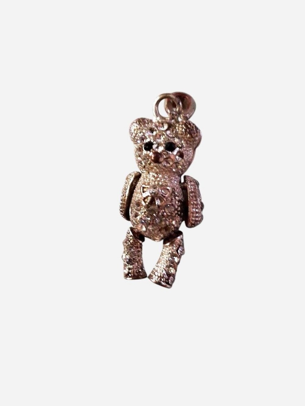 Source Unknown Gold Teddy Bear Crystal Charm Pendant